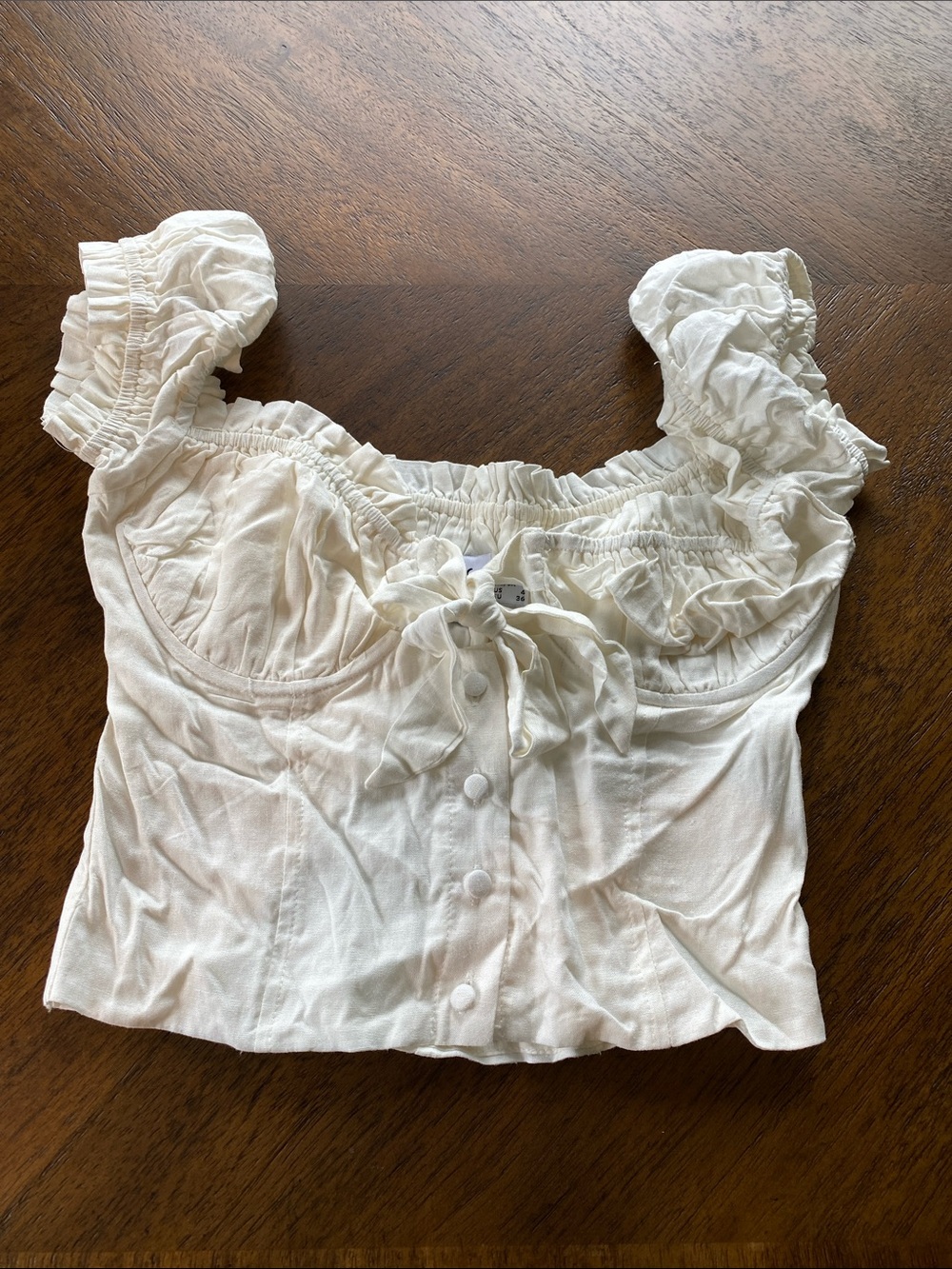 Princess Polly Ivory Ruffle Button-Front Crop Top